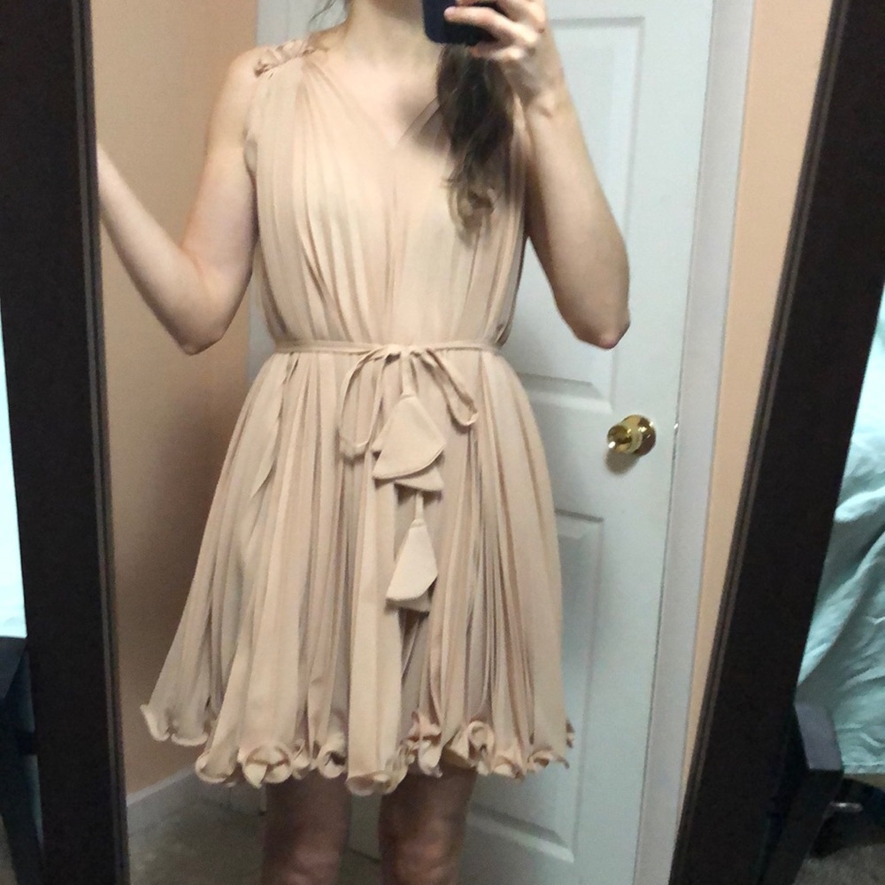 Chicwish peach pleated belt dress, S - Picture 2 of 9
